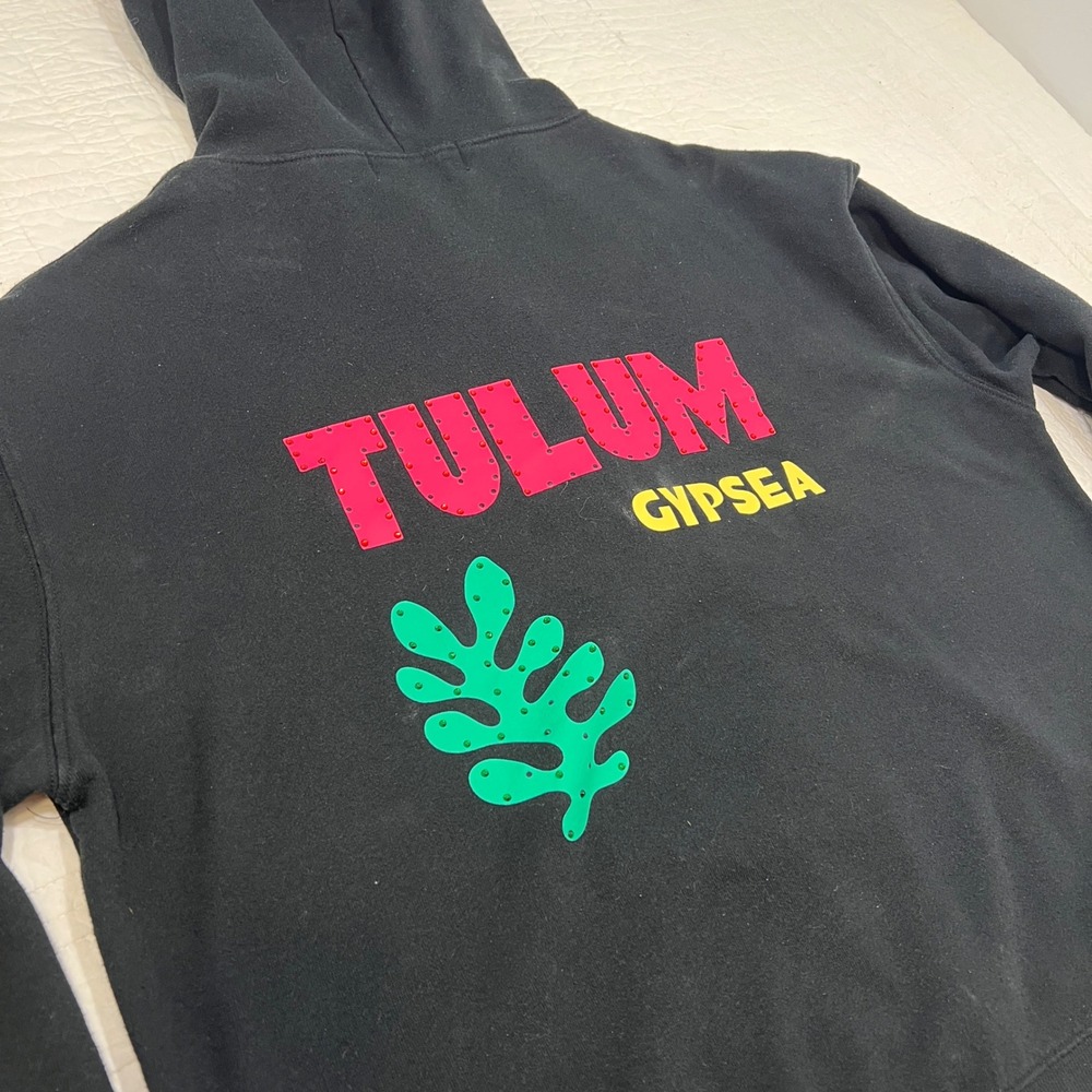 Vintage Havana Tulum Gypsea‎ Studded Zip Up Hoodie Black Womens Medium B11780